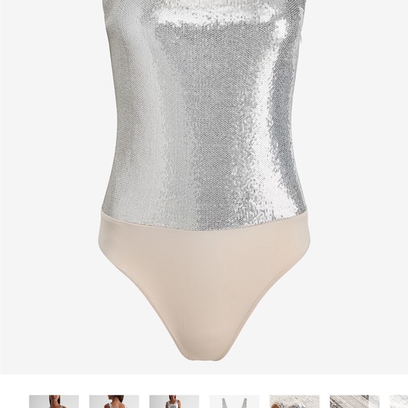 NWT Express Body Contour Sequin Scoop Neck Bodysuit - Picture 4 of 7
